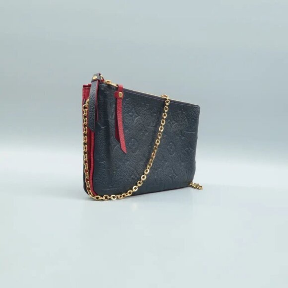 100% Auth Louis Vuitton Double Zip Monogram Leather Shoulder Bag 1090-0782 - Picture 3 of 12